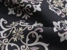 画像をギャラリービューアに読み込む, 正絹 小紋 反物 フルオーダー 仕立て付き 着物 和装 和服 丹後ちりめん 黒 ダマスク柄 着尺 単品 女性 レディース 送料無料 pnオト