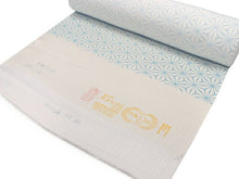 画像をギャラリービューアに読み込む, 正絹 小紋 反物 丹後ちりめん フルオーダー 仕立て付き 湯のし付き 着物 和装 和服 オフホワイト ブルーグリーン 麻の葉 着尺 単品 袷 単衣 女性 レディース 送料無料 hbチオ