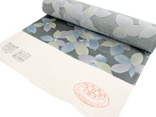 画像をギャラリービューアに読み込む, 正絹 小紋 反物 フルオーダー 仕立て付き 湯のし付き 着物 和装 和服 グレー リーフ 着尺 単品 袷 単衣 女性 レディース 送料無料 hbチト