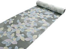 画像をギャラリービューアに読み込む, 正絹 小紋 反物 フルオーダー 仕立て付き 湯のし付き 着物 和装 和服 グレー リーフ 着尺 単品 袷 単衣 女性 レディース 送料無料 hbチト