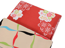 画像をギャラリービューアに読み込む, 着物 洗える着物 セット 袷 M サイズ 半幅帯 2点セット 朱色 紅葉 柄 着物 クリーム カラフル 格子 帯 半巾 小袋 花柄 小紋 和装 和服 女性用 レディース 女性 きもの 着物セット 送料無料 あす楽 ニク