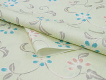 画像をギャラリービューアに読み込む, 洗える着物 東レ シルック 小紋 反物 単品 フルオーダー 仕立て付 袷 単衣 グリーン 花唐草 レディース 女性 和装 和服 きもの 送料無料 hiクイ