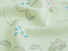 画像をギャラリービューアに読み込む, 洗える着物 東レ シルック 小紋 反物 単品 フルオーダー 仕立て付 袷 単衣 グリーン 花唐草 レディース 女性 和装 和服 きもの 送料無料 hiクイ