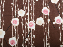 画像をギャラリービューアに読み込む, 洗える着物 コーディネートセット 袷 半幅帯 Lサイズ 2点セット 小紋 レディース 女性 茶色 枝梅 柄 着物 グレー 赤 黒 縞 リバーシブル 帯 半幅帯 プレタ 和装 和服 きものセット 送料無料 ニク