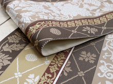 画像をギャラリービューアに読み込む, 袋帯 単品 正絹 全通柄 未使用 仕立て付き 洒落 博多織 茶 ベージュ 献上 柄 ふくろ帯 女性 レディース 着物 和装 和服 訪問着 付け下げ 色無地 伝統工芸 高級 おしゃれ着 送料無料 新品 urチク