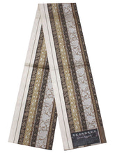 画像をギャラリービューアに読み込む, 袋帯 単品 正絹 全通柄 未使用 仕立て付き 洒落 博多織 茶 ベージュ 献上 柄 ふくろ帯 女性 レディース 着物 和装 和服 訪問着 付け下げ 色無地 伝統工芸 高級 おしゃれ着 送料無料 新品 urチク