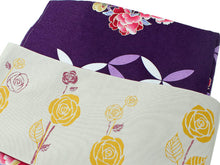 画像をギャラリービューアに読み込む, 洗える着物 袷 半幅帯 着物セット Mサイズ 個性派 映え コーディネート 2点 セット 小紋 レディース 女性 紫 牡丹 七宝 きもの 薄ベージュ 薔薇 アンティーク風 帯 カジュアル 和服 和装 半巾 細帯 浴衣帯 あす楽 新