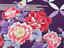 画像をギャラリービューアに読み込む, 洗える着物 袷 半幅帯 着物セット Mサイズ 個性派 映え コーディネート 2点 セット 小紋 レディース 女性 紫 牡丹 七宝 きもの 薄ベージュ 薔薇 アンティーク風 帯 カジュアル 和服 和装 半巾 細帯 浴衣帯 あす楽 新