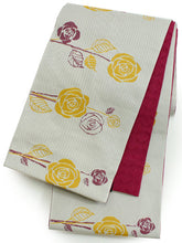 画像をギャラリービューアに読み込む, 洗える着物 袷 半幅帯 着物セット Mサイズ 個性派 映え コーディネート 2点 セット 小紋 レディース 女性 紫 牡丹 七宝 きもの 薄ベージュ 薔薇 アンティーク風 帯 カジュアル 和服 和装 半巾 細帯 浴衣帯 あす楽 新