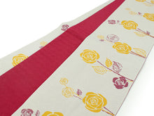 画像をギャラリービューアに読み込む, 洗える着物 袷 半幅帯 着物セット Mサイズ 個性派 映え コーディネート 2点 セット 小紋 レディース 女性 紫 牡丹 七宝 きもの 薄ベージュ 薔薇 アンティーク風 帯 カジュアル 和服 和装 半巾 細帯 浴衣帯 あす楽 新