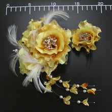 画像をギャラリービューアに読み込む, 髪飾り 2点セット 成人式 卒業式 結婚式 袴 振袖 イエローゴールド 花 だらり コーム Uピン 和装 和服 着物 浴衣 髪留め コサージュ ヘアアクセサリー チウ