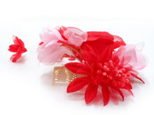 画像をギャラリービューアに読み込む, 髪飾り 成人式 卒業式 結婚式 袴 振袖 ピンク 赤 洋花 コーム かんざし 和装 和服 着物 浴衣 髪留め コサージュ ヘアアクセサリー ワイ