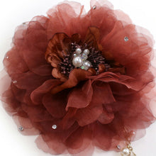 画像をギャラリービューアに読み込む, 髪飾り 成人式 卒業式 結婚式 袴 振袖 茶色 大輪 パール ファー クリップ 和装 和服 着物 浴衣 髪留め コサージュ ヘアアクセサリー