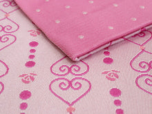 画像をギャラリービューアに読み込む, 帯 3点セット ピンク ハート 赤 縞 半幅帯 赤 帯飾り レディース 女性 半巾帯 細帯 浴衣帯 リバーシブル 大人 ポリエステル 着物 洒落 和装 和服 レトロ チウ