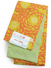 画像をギャラリービューアに読み込む, 帯 3点セット 黄色 菊 赤 縞 半幅帯 赤 帯飾り レディース 女性 半巾帯 細帯 浴衣帯 リバーシブル 大人 ポリエステル 着物 洒落 和装 和服 レトロ ニラ