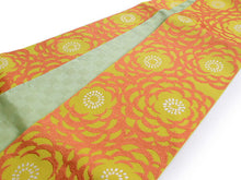 画像をギャラリービューアに読み込む, 帯 3点セット 黄色 菊 赤 縞 半幅帯 赤 帯飾り レディース 女性 半巾帯 細帯 浴衣帯 リバーシブル 大人 ポリエステル 着物 洒落 和装 和服 レトロ ニラ