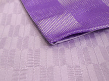 画像をギャラリービューアに読み込む, 帯 3点セット 紫 市松 オフホワイト 半幅帯 水色 帯飾り レディース 女性 半巾帯 細帯 浴衣帯 リバーシブル 大人 ポリエステル 着物 洒落 和装 和服 レトロ ニワ