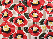 画像をギャラリービューアに読み込む, 洗える着物 セミオーダー付き 反物 単品 みすゞうた 赤 緑 郵便局と椿 椿 格子 可愛い ポップ 柄 レディース 女性 小紋 和装 和服 XS S M L XL サイズ 広幅 クイーンサイズ 袷 単衣 羽織 コート 送料無料 kt