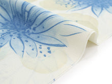 画像をギャラリービューアに読み込む, 洗える着物 セミオーダー付き 反物 単品 みすゞうた 青 こだまでしょうか 大輪花 大人可愛い 柄 レディース 女性 小紋 和装 和服 XS S M L XL サイズ 広幅 クイーンサイズ 袷 単衣 羽織 コート 送料無料 kt