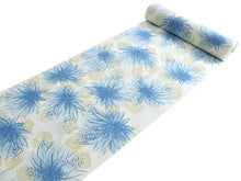 画像をギャラリービューアに読み込む, 洗える着物 セミオーダー付き 反物 単品 みすゞうた 青 こだまでしょうか 大輪花 大人可愛い 柄 レディース 女性 小紋 和装 和服 XS S M L XL サイズ 広幅 クイーンサイズ 袷 単衣 羽織 コート 送料無料 kt