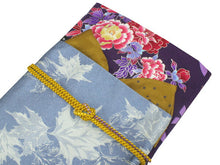 画像をギャラリービューアに読み込む, 洗える着物 コーディネートセット 袷 Lサイズ 小紋 名古屋帯 正絹 帯揚げ帯締め 4点セット レディース 女性 濃紫 七宝 牡丹 着物 ブルー 楓 帯 なごや帯 プレタ 和装 和服 きものセット アンティーク風 kimono