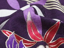 画像をギャラリービューアに読み込む, 洗える着物 コーディネートセット 袷 Lサイズ 小紋 名古屋帯 正絹 帯揚げ帯締め 4点セット レディース 女性 濃紫 七宝 牡丹 着物 ブルー 楓 帯 なごや帯 プレタ 和装 和服 きものセット アンティーク風 kimono