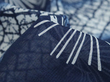 画像をギャラリービューアに読み込む, 洗える着物 着物 単衣用 夏 紗 フルオーダー お仕立て付 ウォッシャブル 小紋 夏着物 カジュアル お洒落着 薄物 コート 羽織 着尺 反物 テイジン 紺 松 縞 女性 レディース KZ 送料無料 ktふに