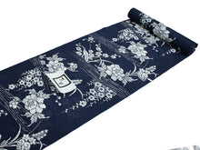 画像をギャラリービューアに読み込む, 洗える着物 着物 単衣用 夏 紗 フルオーダー お仕立て付 ウォッシャブル 小紋 夏着物 カジュアル お洒落着 薄物 コート 羽織 着尺 反物 テイジン 紺 牡丹 花 女性 レディース KZ 送料無料 ktふに