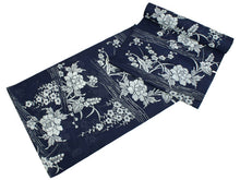 画像をギャラリービューアに読み込む, 洗える着物 着物 単衣用 夏 紗 フルオーダー お仕立て付 ウォッシャブル 小紋 夏着物 カジュアル お洒落着 薄物 コート 羽織 着尺 反物 テイジン 紺 牡丹 花 女性 レディース KZ 送料無料 ktふに