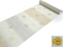 画像をギャラリービューアに読み込む, 名古屋帯 夏 紗 単品 正絹 仕立て付き 九寸 なごや帯 六通 フォーマル 西陣織 三幸織物謹製 証紙付き 藤色 ベージュ 亀甲 花菱 女性 レディース 着物 お茶 和装 和服 新品 日本製 送料無料