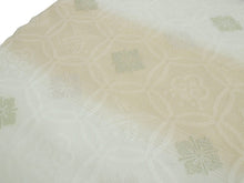 画像をギャラリービューアに読み込む, 名古屋帯 夏 紗 単品 正絹 仕立て付き 九寸 なごや帯 六通 フォーマル 西陣織 三幸織物謹製 証紙付き 藤色 ベージュ 亀甲 花菱 女性 レディース 着物 お茶 和装 和服 新品 日本製 送料無料