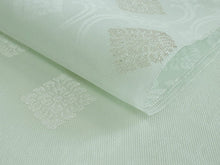 画像をギャラリービューアに読み込む, 名古屋帯 夏 紗 単品 正絹 仕立て付き 九寸 なごや帯 六通 フォーマル 西陣織 三幸織物謹製 証紙付き 薄グリーン 轡唐草 花菱 女性 レディース 着物 お茶 和装 和服 新品 日本製 送料無料