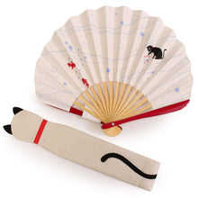 画像をギャラリービューアに読み込む, 扇子 女性用 袋付き セット ベージュ 猫 金魚 綿 コットン 箱入り レディース 母の日 プレゼント ギフト おしゃれ 普段使いに 婦人用 女性 せんす 扇子袋 和装小物 夏