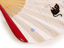 画像をギャラリービューアに読み込む, 扇子 女性用 袋付き セット ベージュ 猫 金魚 綿 コットン 箱入り レディース 母の日 プレゼント ギフト おしゃれ 普段使いに 婦人用 女性 せんす 扇子袋 和装小物 夏