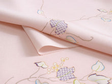 画像をギャラリービューアに読み込む, 正絹 小紋 反物 フルオーダー 仕立て付き 着物 和装 和服 ピンク 葡萄唐草 着尺 単品 袷 単衣 女性 レディース 送料無料