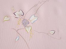 画像をギャラリービューアに読み込む, 正絹 小紋 反物 フルオーダー 仕立て付き 着物 和装 和服 ピンク 葡萄唐草 着尺 単品 袷 単衣 女性 レディース 送料無料