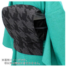 画像をギャラリービューアに読み込む, 仕立て上がり 軽装なごや帯 グレー 黒 千鳥格子 綿 一人で簡単に帯結びができる 作り帯 ワンタッチ帯 お太鼓 付け帯 wg