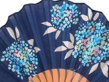 画像をギャラリービューアに読み込む, 扇子 女性用 袋付き セット 紺 あじさい 綿 コットン 箱入り レディース 母の日 プレゼント ギフト おしゃれ 普段使いに 婦人用 女性 レディース せんす 扇子袋 和装小物 夏