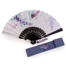 画像をギャラリービューアに読み込む, 扇子 扇子袋 2点セット レディース 白 紫 藤 箱入り エコ ギフト プレゼント 春 夏 母の日 婦人 女性 女 京扇子 せんす y2 送料無料