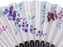 画像をギャラリービューアに読み込む, 扇子 扇子袋 2点セット レディース 白 紫 藤 箱入り エコ ギフト プレゼント 春 夏 母の日 婦人 女性 女 京扇子 せんす y2 送料無料