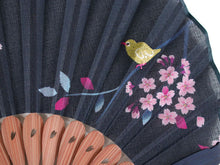 画像をギャラリービューアに読み込む, 扇子 扇子袋 2点セット レディース 紺 鳥 桜 箱入り エコ ギフト プレゼント 春 夏 母の日 婦人 女性 女 京扇子 せんす y2 送料無料