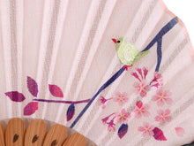 画像をギャラリービューアに読み込む, 扇子 扇子袋 2点セット レディース ピンク 鳥 桜 箱入り エコ ギフト プレゼント 春 夏 母の日 婦人 女性 女 京扇子 せんす y2 送料無料