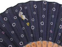 画像をギャラリービューアに読み込む, 扇子 扇子袋 2点セット レディース 紺 猫 鈴 箱入り エコ ギフト プレゼント 春 夏 母の日 婦人 女性 女 京扇子 せんす y2 送料無料