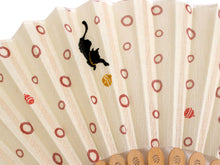 画像をギャラリービューアに読み込む, 扇子 扇子袋 2点セット レディース ベージュ 猫 鈴 箱入り エコ ギフト プレゼント 春 夏 母の日 婦人 女性 女 京扇子 せんす y2 送料無料