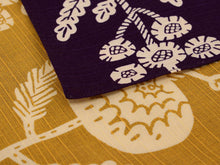 画像をギャラリービューアに読み込む, 風呂敷 ふろしき 紫 からし色 菊 約50cm リバーシブル 綿 日本製 かわいい おしゃれ 和 コットン ギフト プレゼント 両面 お弁当箱 エコ 弁当包み ランチクロス オールシーズン