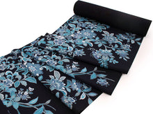 画像をギャラリービューアに読み込む, 正絹 小紋 反物 フルオーダー 仕立て付き 着物 和装 和服 黒紫 更紗 着尺 単品 袷 単衣 女性 レディース 送料無料