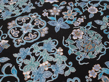 画像をギャラリービューアに読み込む, 正絹 小紋 反物 フルオーダー 仕立て付き 着物 和装 和服 黒 菱格子 菊 花唐草 着尺 単品 袷 単衣 女性 レディース 送料無料