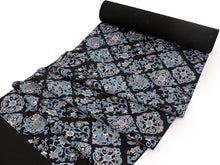 画像をギャラリービューアに読み込む, 正絹 小紋 反物 フルオーダー 仕立て付き 着物 和装 和服 黒 菱格子 菊 花唐草 着尺 単品 袷 単衣 女性 レディース 送料無料