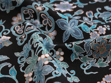 画像をギャラリービューアに読み込む, 正絹 小紋 反物 フルオーダー 仕立て付き 着物 和装 和服 黒 菱格子 菊 花唐草 着尺 単品 袷 単衣 女性 レディース 送料無料