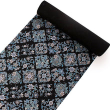 画像をギャラリービューアに読み込む, 正絹 小紋 反物 フルオーダー 仕立て付き 着物 和装 和服 黒 菱格子 菊 花唐草 着尺 単品 袷 単衣 女性 レディース 送料無料